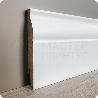 Белый МДФ плинтус по покраску TeckWood модерн 100 мм.