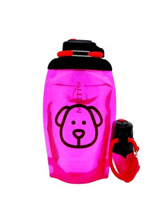 Складная эко бутылка, розовая, объём 500 мл (артикул B050PIS-1601) с рисунком