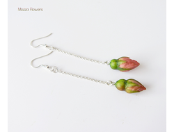 Серьги-цепочки "Бутоны роз" . ЕСТЬ В НАЛИЧИИ.