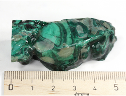 Малахит, срез полировка с двух сторон, ДР Конго (53*23*18 мм, 49 г) №27414