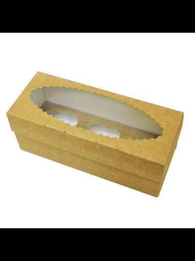 Коробка на 3 капкейка с окном (крафт), 250*100*100мм