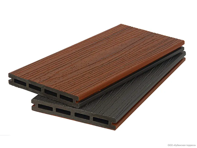 Террасная доска Polivan Group NUSADUA двухцветная Красное дерево-темно-серый