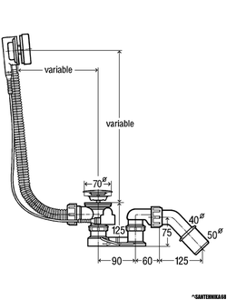 Слив-перелив сифон VIEGA Simplex для ванн полуавтомат 285357 (хром)