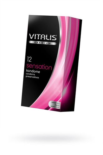 264 Презервативы Vitalis, premium, sensation, кольца, точечные, 18 см, 5,3 см, 12 шт.