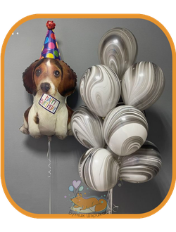 Воздушные шары чёрный Агат и собака