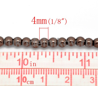 бусина имитация жемчуга круглая 4 мм, материал-стекло, цвет-кофейный, 60 шт/уп