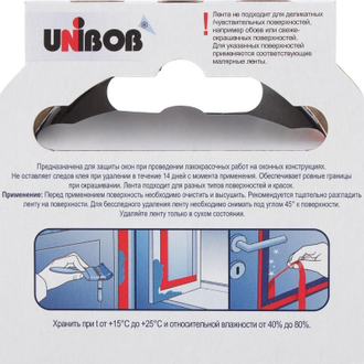 Клейкая лента малярная Unibob 25мм х 25м для окон