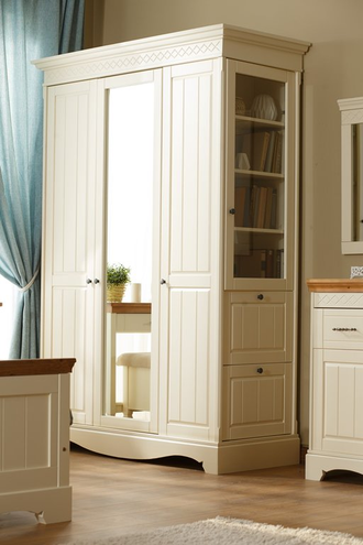 ШКАФ ДАНИЯ №5 ИЗ МАССИВА СОСНЫ 3-СТВОРЧАТЫЙ С БОКОВЫМИ ПОЛКАМИ И ЯЩИКАМИ 154 Х 62,5 Х 208 СМ