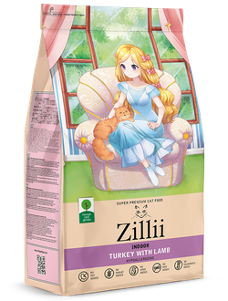 ZILLII Indoor Adult Cat корм сухой для взрослых кошек, живущих в помещении, Индейка с Ягненком 0.4 кг