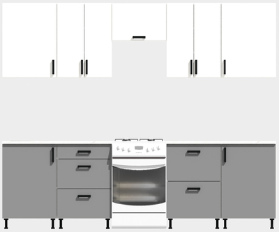 Кухня Эконом 2,4 метра (1200х1200) Цвет: Белый/Базальт