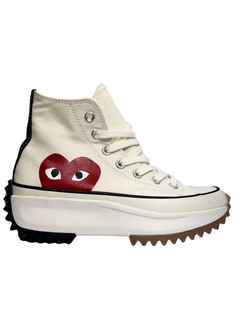 Кеды Converse Play Comme Des Garçons на платформе белые