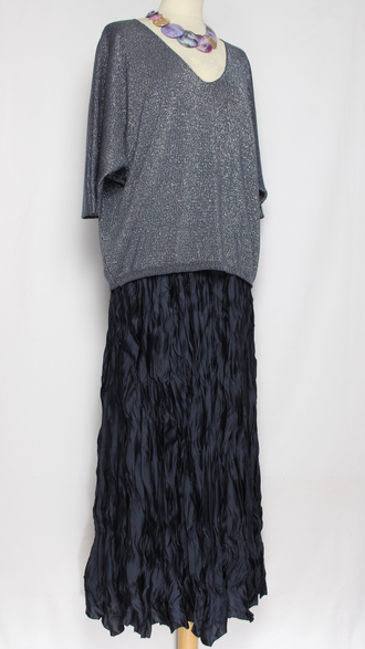 Юбка плотная шелковая "Жатая" серая, синяя р.46-54