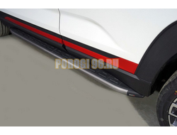 Пороги алюминиевые с пластиковой накладкой (карбон серые) 1720 мм ТСС для Changan CS35 plus 2WD 1.5T 2023-