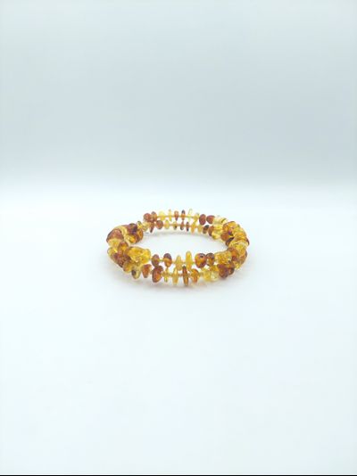 Браслет из двухцветного янтаря , двойной , безразмерный