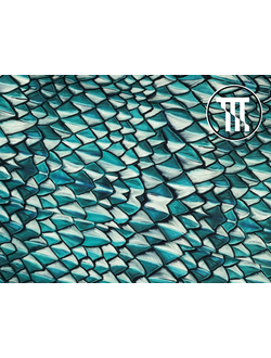 Бифлекс матовый принт Дракон, цв. Мятно-бирюзовый