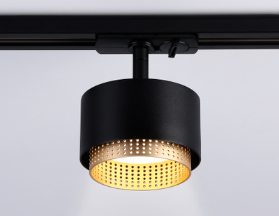Трековый однофазный светильник со сменной лампой GL 5381 BK/GD черный/золото GX53 max 12W D95*130