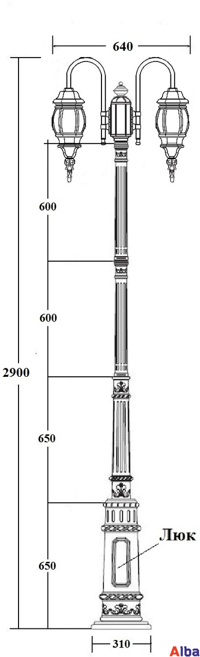 Садово парковый светильник America S 83410SA 10 down E7 Bl