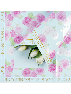 Пленка матовая "Нежность роз" 57*57см 20шт Голубой ПЛ17/4