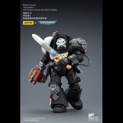 Терминатор Гвардии Ворона (Warhammer 40K) - КОЛЛЕКЦИОННАЯ ФИГУРКА 1/18 Raven Guard Terminator with Power Sword and Storm Bolter (JT03240) - JOYTOY