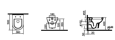 Подвесной унитаз Vitra Zentrum, 50 см, 5785B003-0075