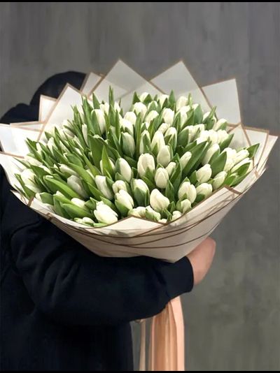 101 белоснежный тюльпан (цвет на выбор)