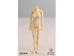 Женское тело с фиксированной шеей - Коллекционная фигурка 1/12 Female Pale Skin Middle Chest Flexible Action Figure Body (HY-001A) - HENG TOYS