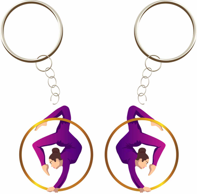 БРЕЛОК ВОЗДУШНАЯ ГИМНАСТКА  (МЕТАЛЛИЧЕСКИЙ ПЛОСКИЙ ДВУСТОРОННИЙ)