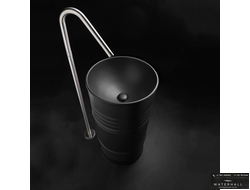 Kerasan Artwork Barrel Раковина напольная 45xh90 см, без отв., слив в пол, в комплекте сифон, цвет: черный матовый