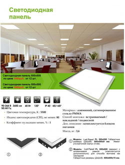 Светодиодная панель 40Ватт