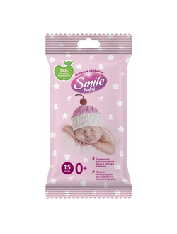 Салфетки влажные SMILE Baby Newborn детск с пищевыми ингр 15 шт/уп 42106762
