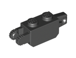 Hinge Brick 1 x 2 Locking with 1 Finger Vertical End and 2 Fingers Vertical End, 9 Teeth, Black (30386 / 4167106)