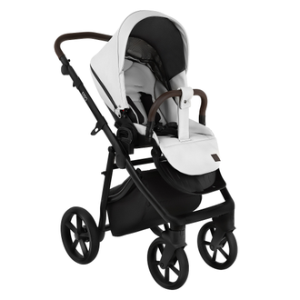 Коляска 3в1 Roan Esso Кожа White/Black руч.Тем.коричневый