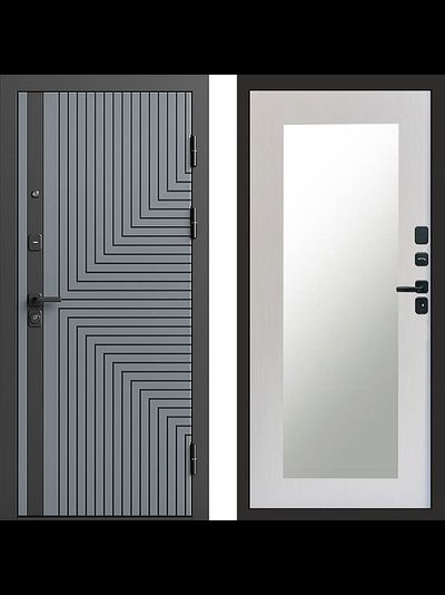 Дверь входная Квантум грей с зеркалом Триумф