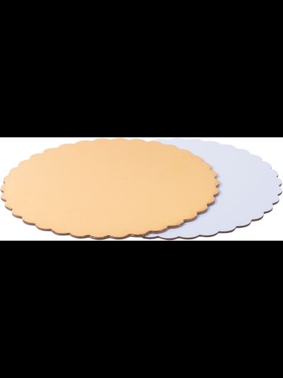 Подложка для торта фигурная 200мм (золото/белая, 1,5мм)