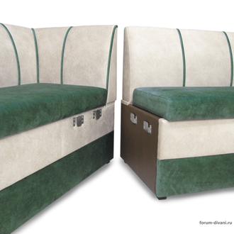 Кухонный Угловой диван "Форум-8" Зеленый/Слоновая кость Левый