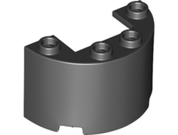 Cylinder Half 2 x 4 x 2 with 1 x 2 Cutout, Black (24593 6251544)