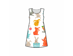Платье 3D с полной запечаткой год Кролика №11