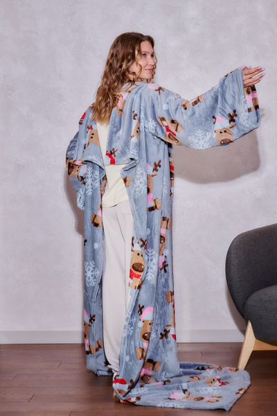 Плед с рукавами "Лапландия" из микрофибры (велсофта)