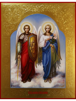 Михаил и Гавриил, Святые Архангелы. Рукописная икона.