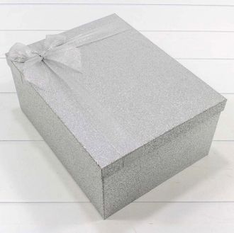 Коробка подарочная прямоуг. &quot;Блеск&quot; (серебро), 32*24,5*14,4см