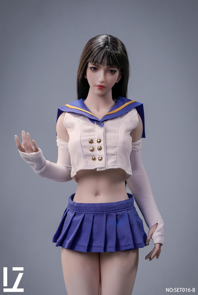 Женская голова (скульпт) с длинными темными волосами - 1/6 scale Hair Implant Female Head Sculpt "Moon" (SET016B) - LZ TOYS