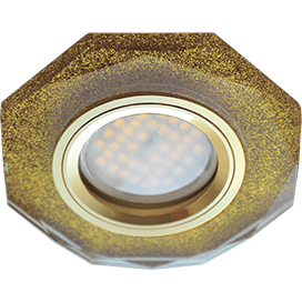 Светильник встраиваемый Ecola DL1652 MR16 GU5.3 стекло 8-угольник Золотой блеск/Золото 25x90 FP1652EFF