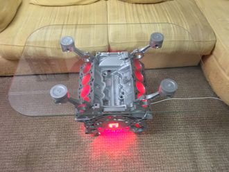 стол, блока, блок цилиндров, авто, машина, ауди, audi s5, rs5, v8, дизайн, подсветка, стекло, мотор