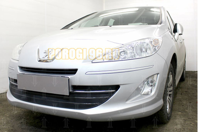 Защита радиатора Peugeot 408 2012- (3 части) black