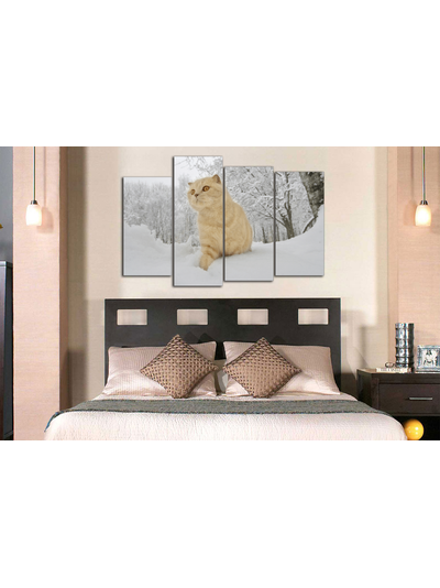 Модульная картина &quot;Рыжий кот в снегу&quot;