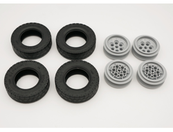 !АНАЛОГ! AN CADA62, Комплект колес в сборе 4 шт. 62,4 x 20 мм - АНАЛОГ 86652c01 LEGO Technic , Light Bluish Gray (AN) / 4 шт.