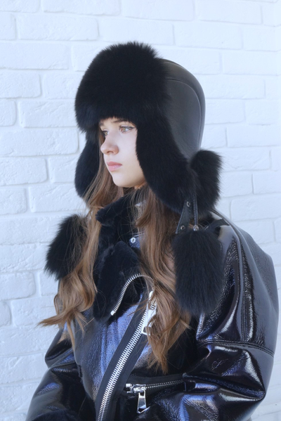 Ушанка "Полярная звезда" цвет черный + черный