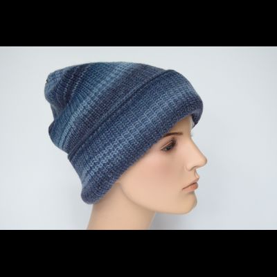 Итальянская вязаная шапка с отворотом Vizio 110 CRY синяя