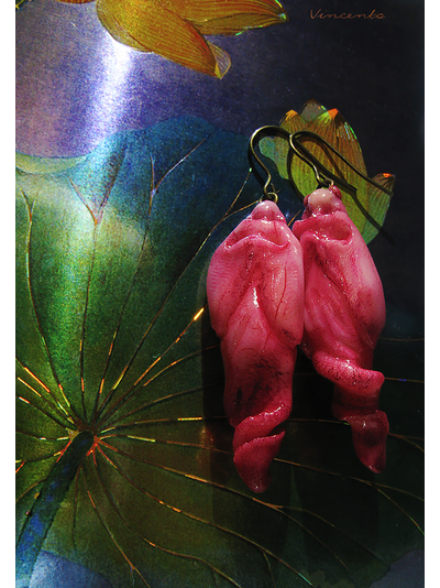 Нежность Востока, Дух Сакуры. Авторские серьги-капли из холодного фарфора