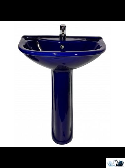 Раковина с пьедесталом Оскольская керамика Престиж, 63 см, синий, для ванной